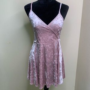 Crushed velvet blush colored skater dress